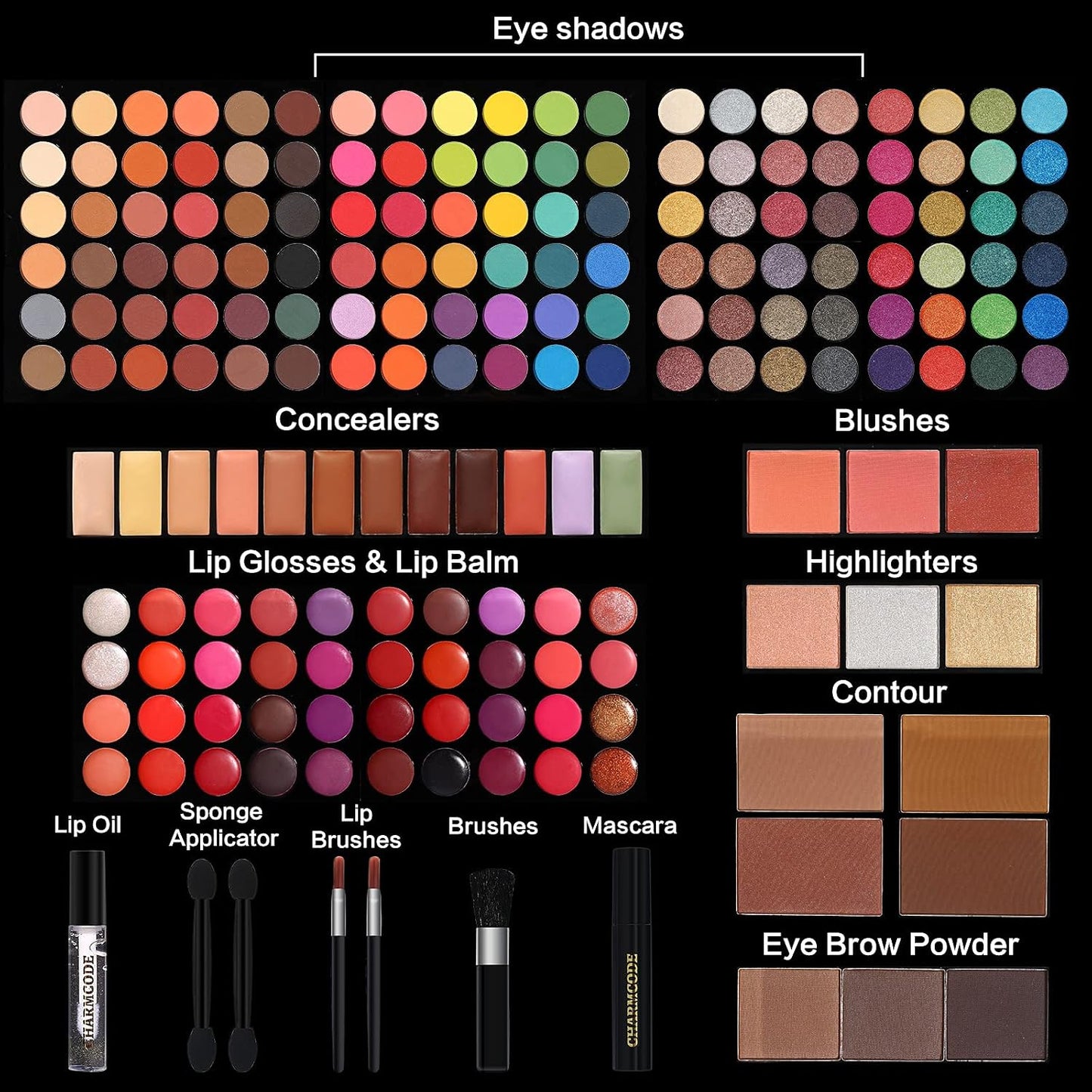 BeautyGoyco 186 Color All in One Makeup Kit, Complete Makeup Palette for Women, Eyeshadow, Lip Gloss, Concealer, Blush, Highlighter, Contour, Brow Powder, Mascara & Brushes
