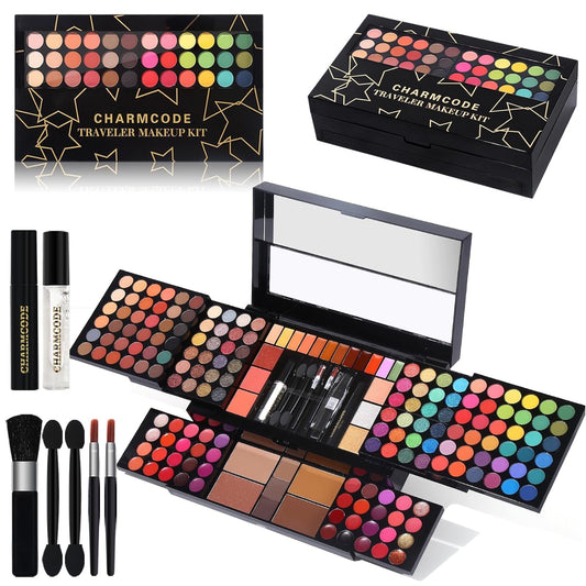 BeautyGoyco 186 Color All in One Makeup Kit, Complete Makeup Palette for Women, Eyeshadow, Lip Gloss, Concealer, Blush, Highlighter, Contour, Brow Powder, Mascara & Brushes