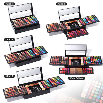 BeautyGoyco 186 Color All in One Makeup Kit, Complete Makeup Palette for Women, Eyeshadow, Lip Gloss, Concealer, Blush, Highlighter, Contour, Brow Powder, Mascara & Brushes